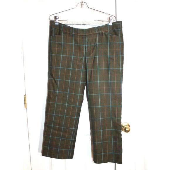 Abercrombie & Fitch Pants - Abercrombie & Fitch Womens Lined Green Plaid Wool Ankle Pants sz 8